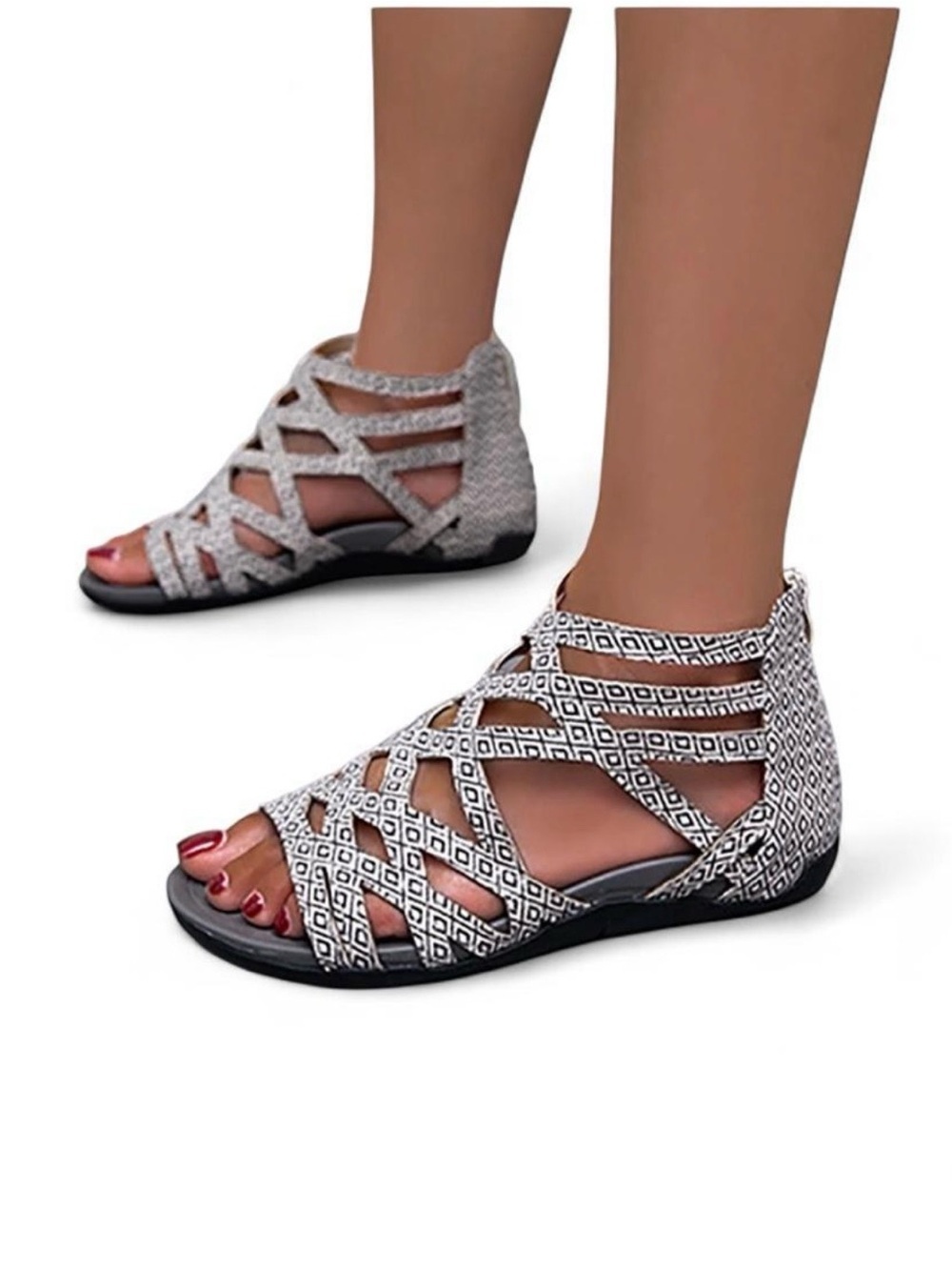 JeashCHAT Summer Flat Bottomed Strappy Women's Shoes size 40